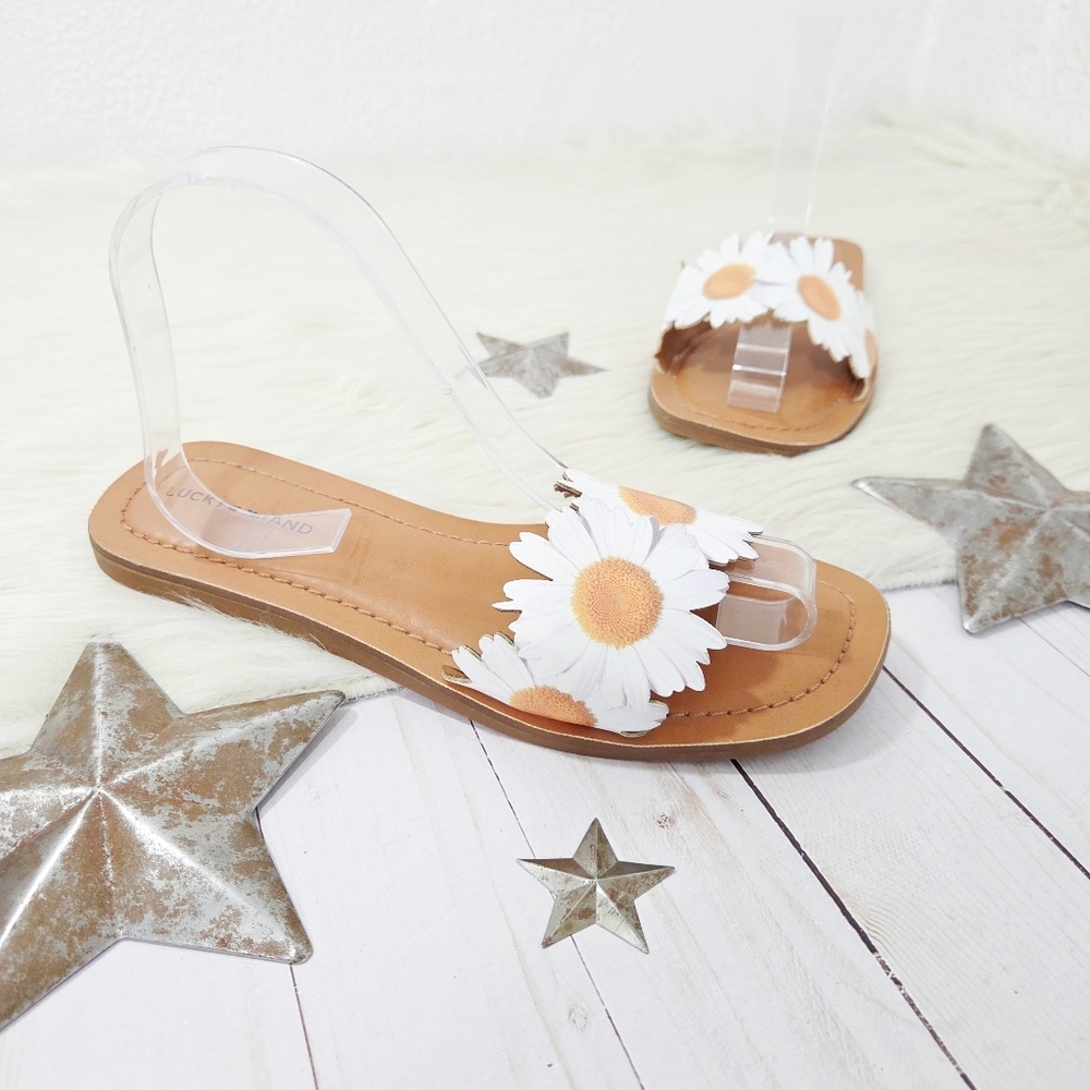 Lucky Brand Bellissa Daisy Slide Sandalswhite Floral Crown Size 7.5
